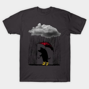 Cute Pig in Rain. T-Shirt